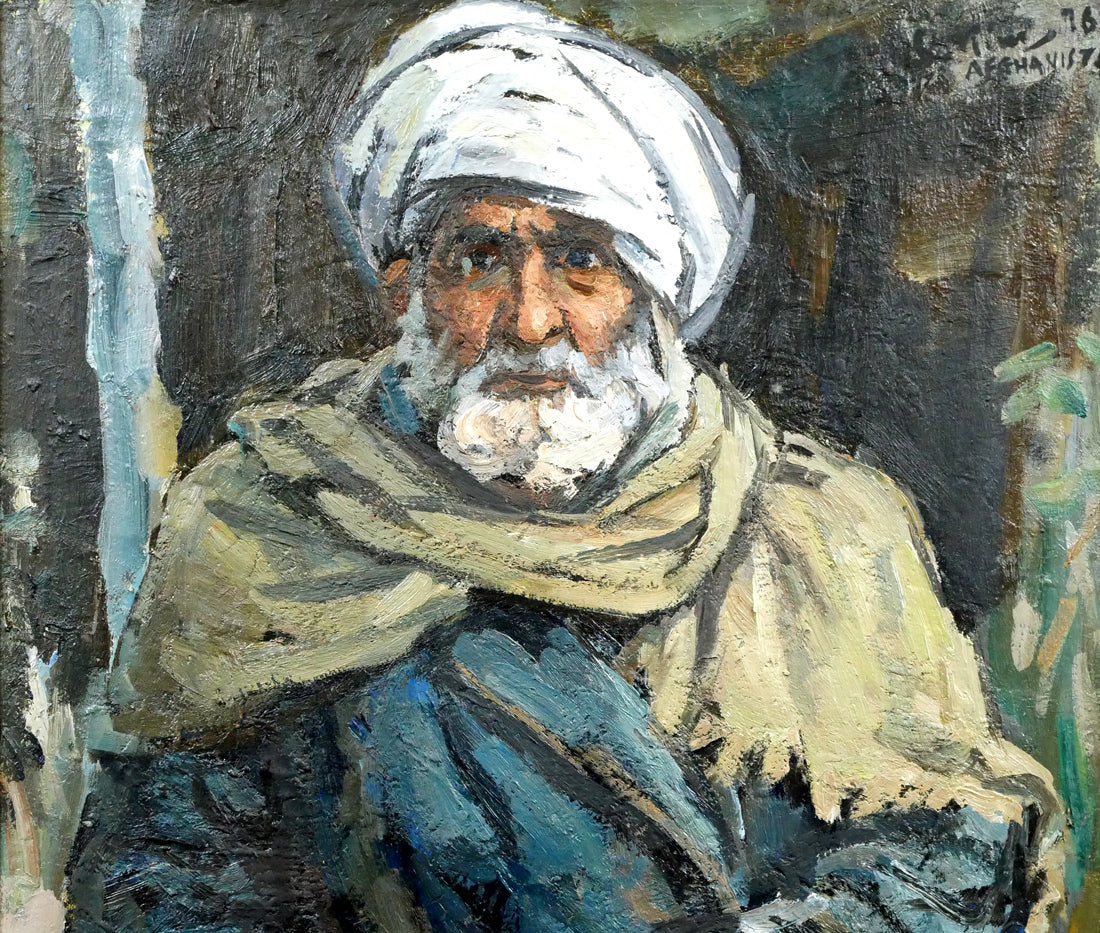 木村捷司「カンダハールの老人(アフガニスタン)【画集掲載作品】」油絵・F10号 拡大画像1