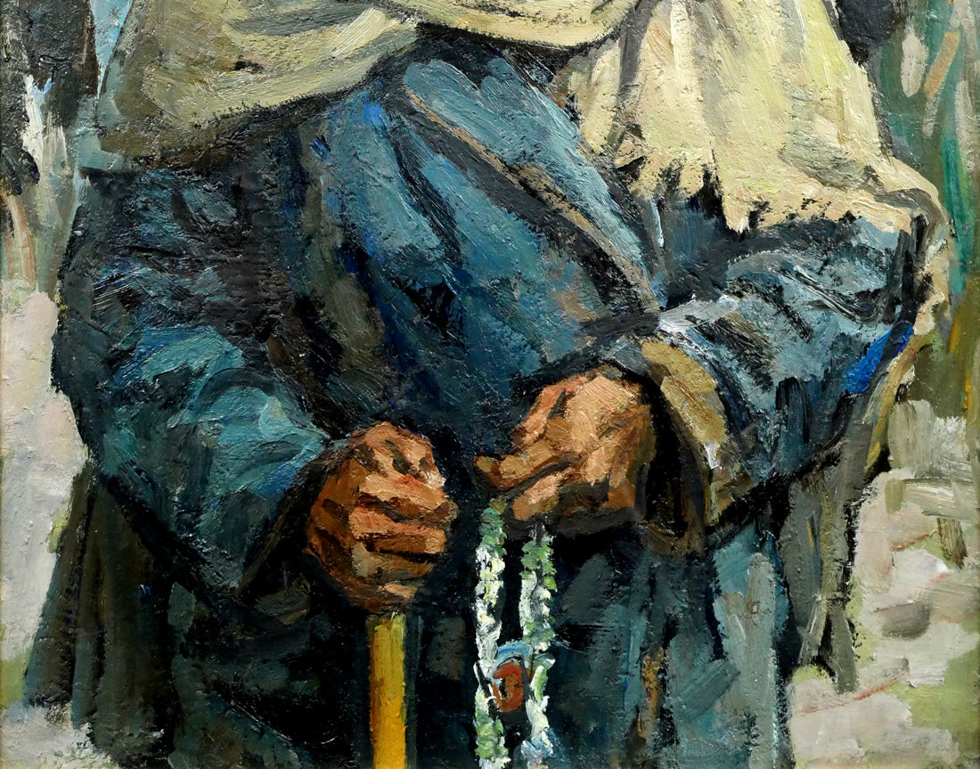 木村捷司「カンダハールの老人(アフガニスタン)【画集掲載作品】」油絵・F10号 拡大画像2