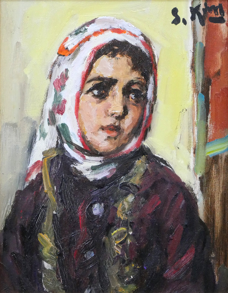 木村捷司「カッパドキアの少女(ユルギュップにて)」油絵・F2号 作品全体拡大画像