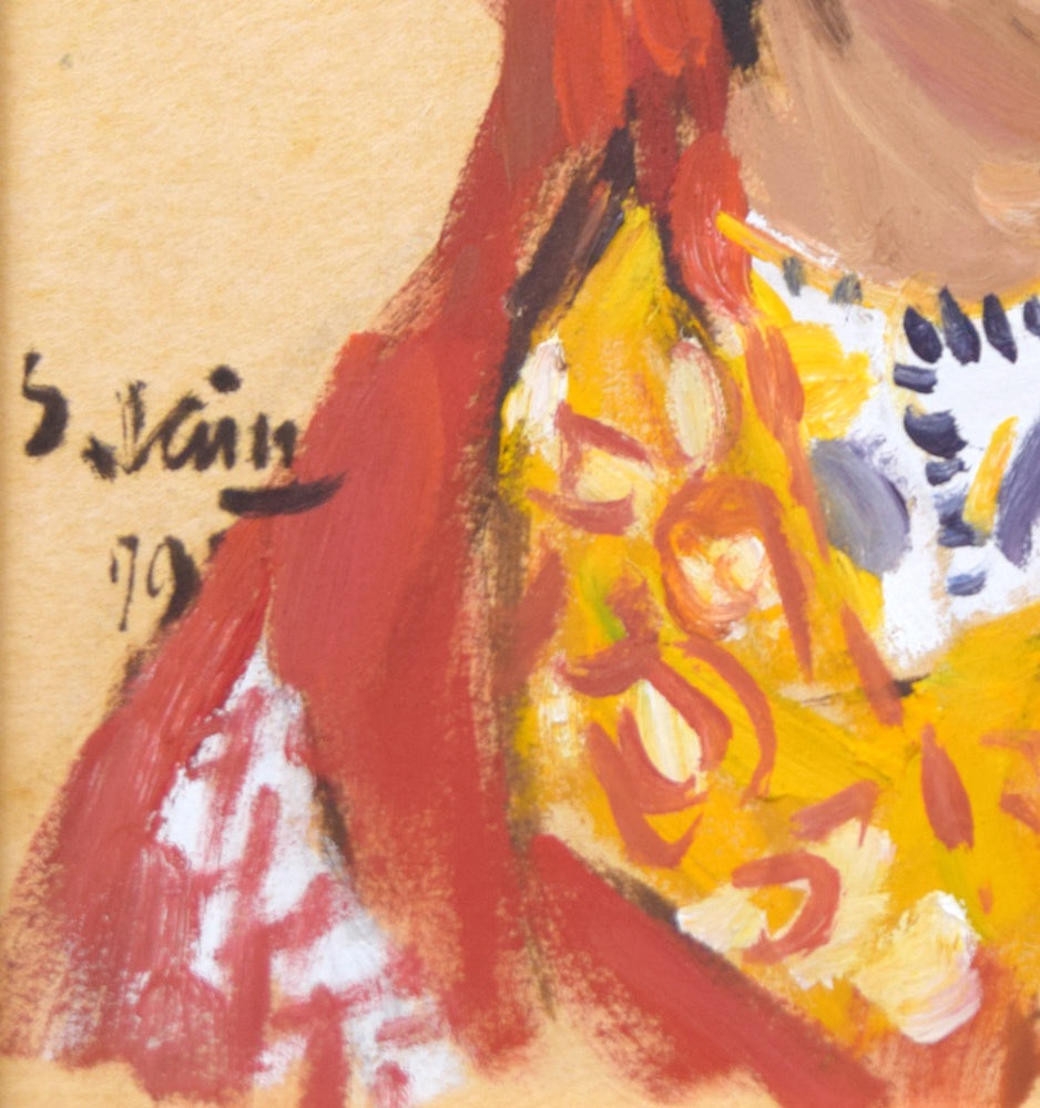 木村捷司「ポルトガルの女」油絵・色紙 拡大画像3