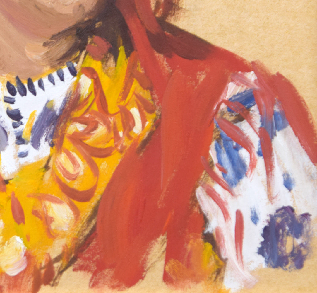 木村捷司「ポルトガルの女」油絵・色紙 拡大画像4