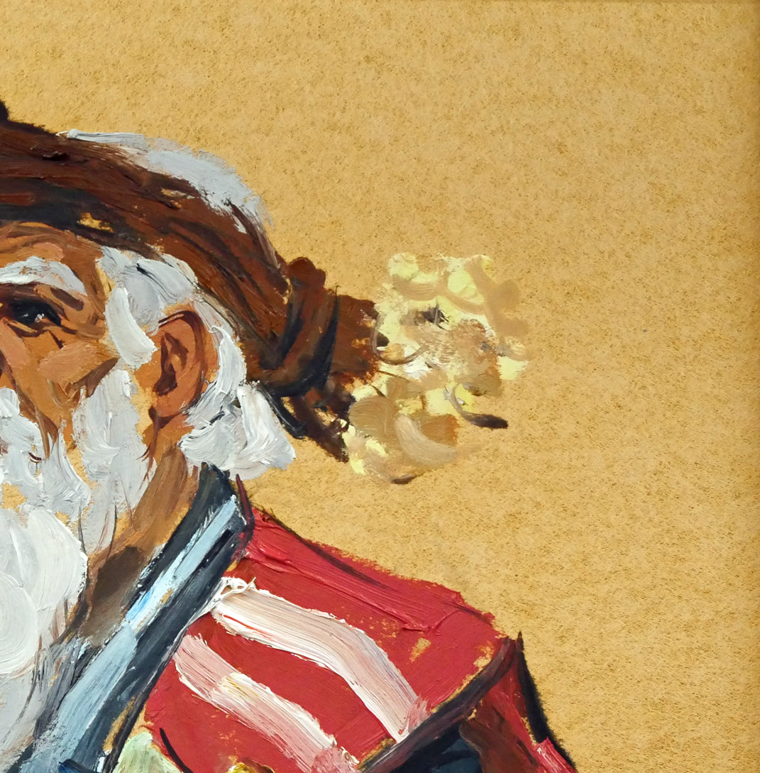 木村捷司「禮冠のエカシ」油絵・色紙 拡大画像2