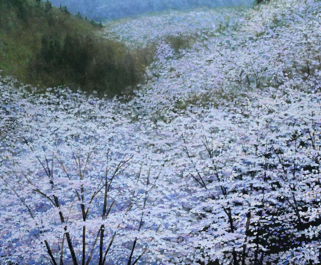 木村秀夫「桜の咲く丘(八王子市滝山城址公園)」油絵・F30号 拡大画像5