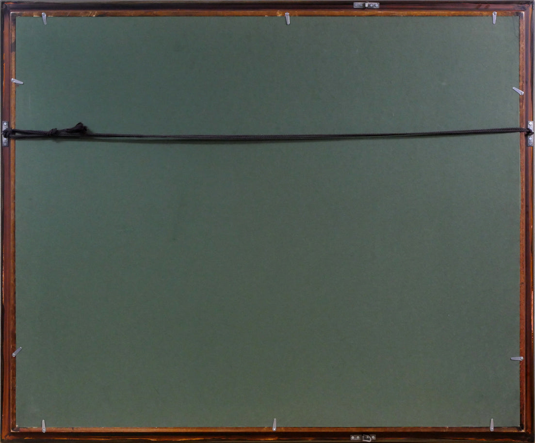 木村秀夫「桜の咲く丘(八王子市滝山城址公園)」油絵・F30号 額縁裏側画像