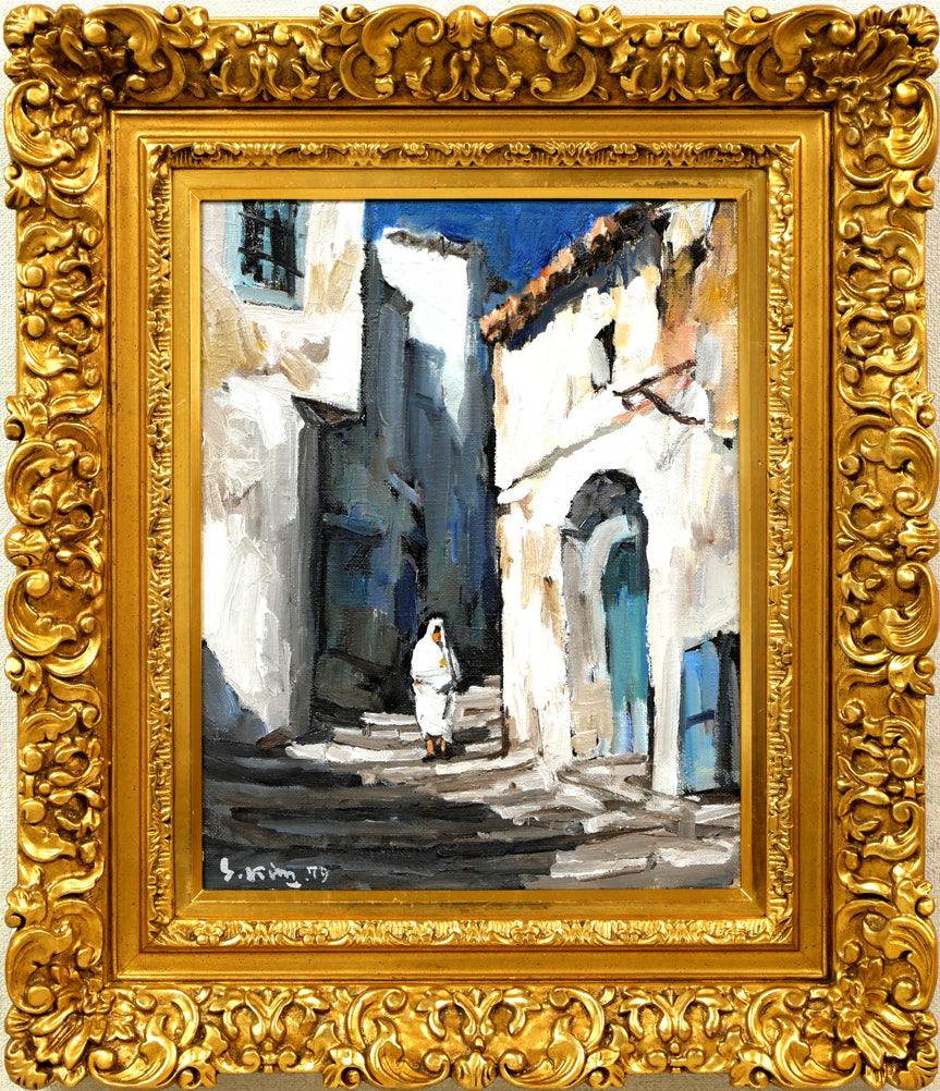 木村捷司「白い家(チュニス・チュニジア共和国首都)【画集掲載作品】」油絵・F6号