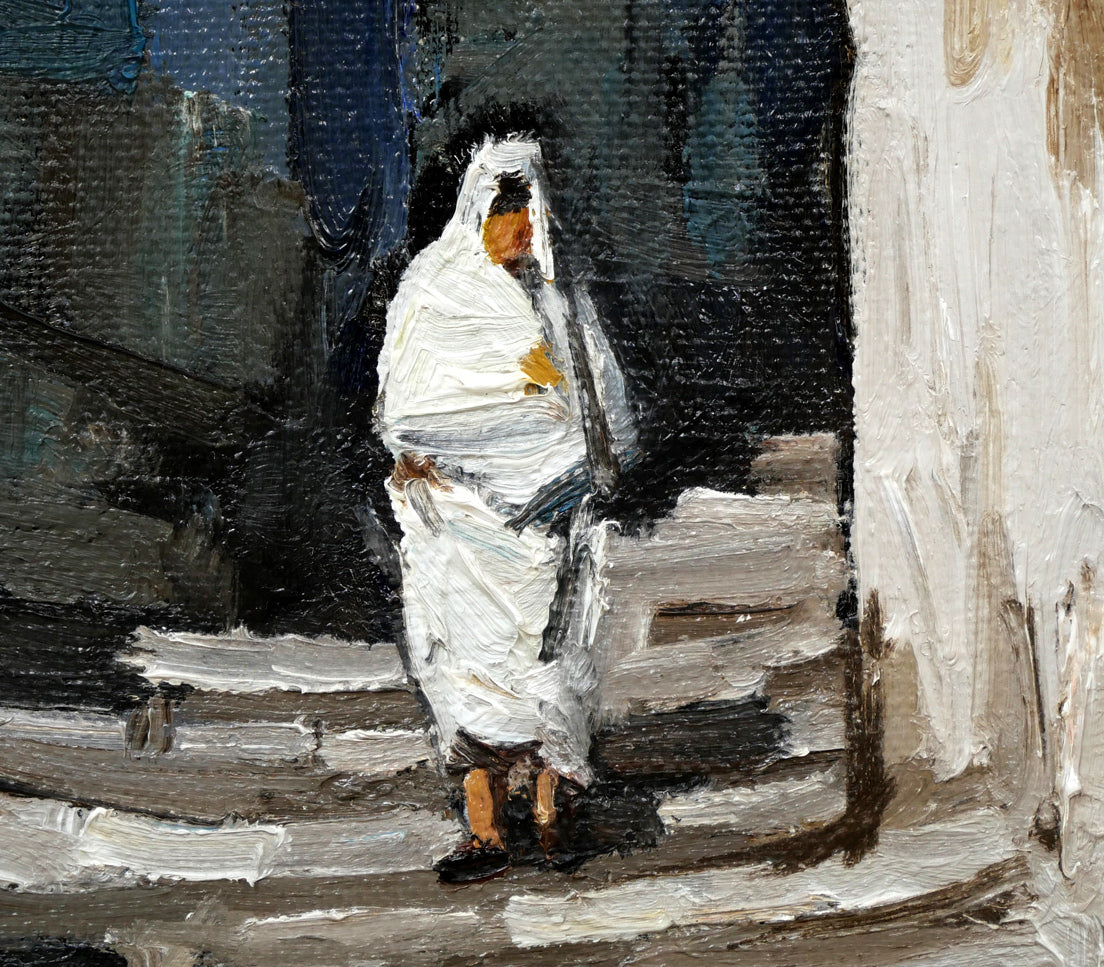 木村捷司「白い家(チュニス・チュニジア共和国首都)【画集掲載作品】」油絵・F6号 拡大画像4