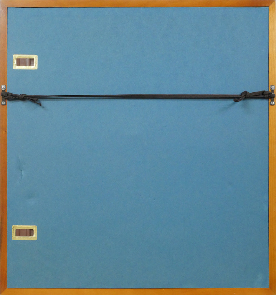 木村捷司「古老献酒(エカシ・アイヌ酋長・網走企画展記念作品)」油絵・色紙 額縁裏側画像