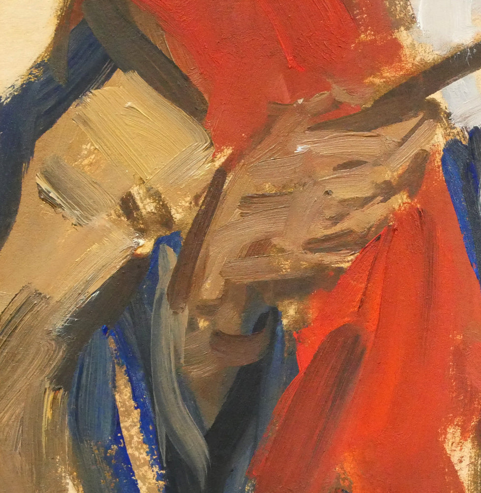 木村捷司「古老献酒(エカシ・アイヌ酋長・網走企画展記念作品)」油絵・色紙 拡大画像4