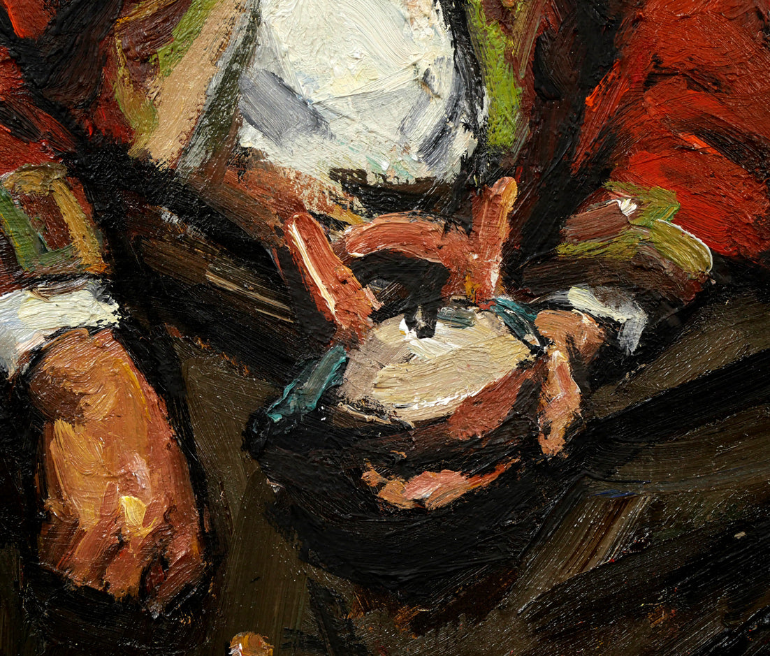 木村捷司「壺を売る女(ペルー・ピサクにて)」油絵・F6号 拡大画像4