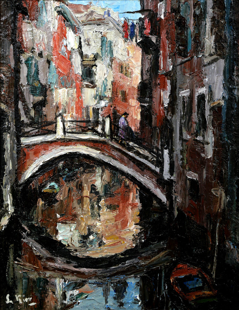 木村捷司「ヴェネツィアの橋(イタリア)」油絵・P10号 作品全体拡大画像