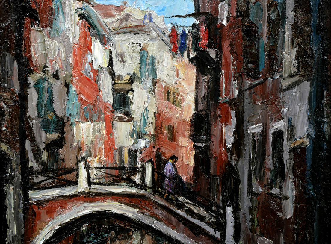 木村捷司「ヴェネツィアの橋(イタリア)」油絵・P10号 拡大画像1