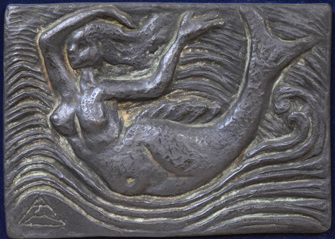 木内克「人魚」ブロンズレリーフ額装 作品全体拡大画像