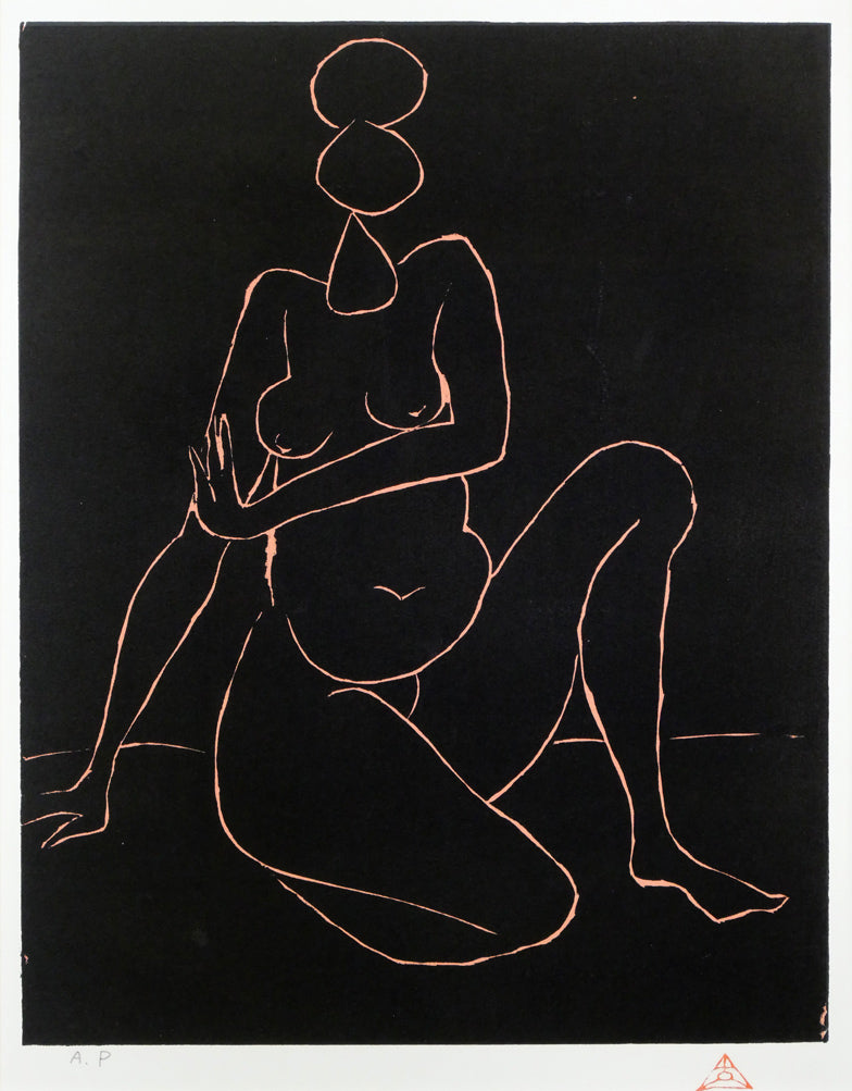 木内克「裸婦」リトグラフ 作品全体拡大画像