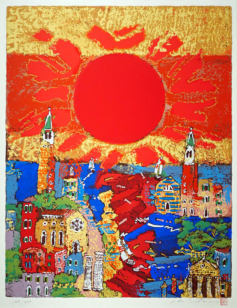 絹谷幸二「太陽」シルクスクリーン版画 作品全体画像