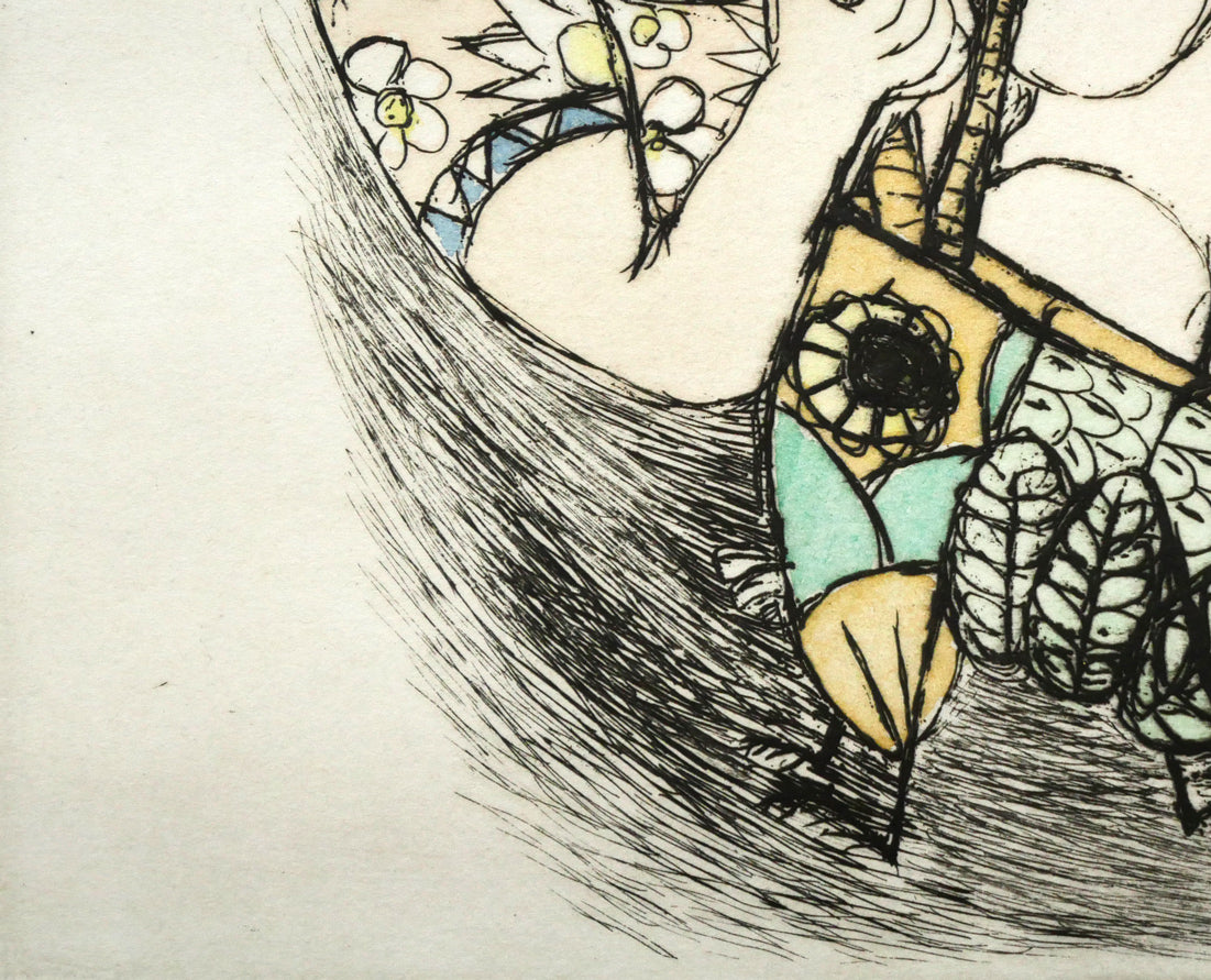 北川民雄「バッタと群像」銅版画に手彩色 拡大画像4