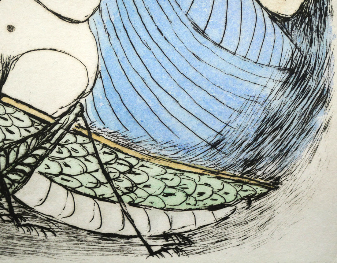 北川民雄「バッタと群像」銅版画に手彩色 拡大画像6