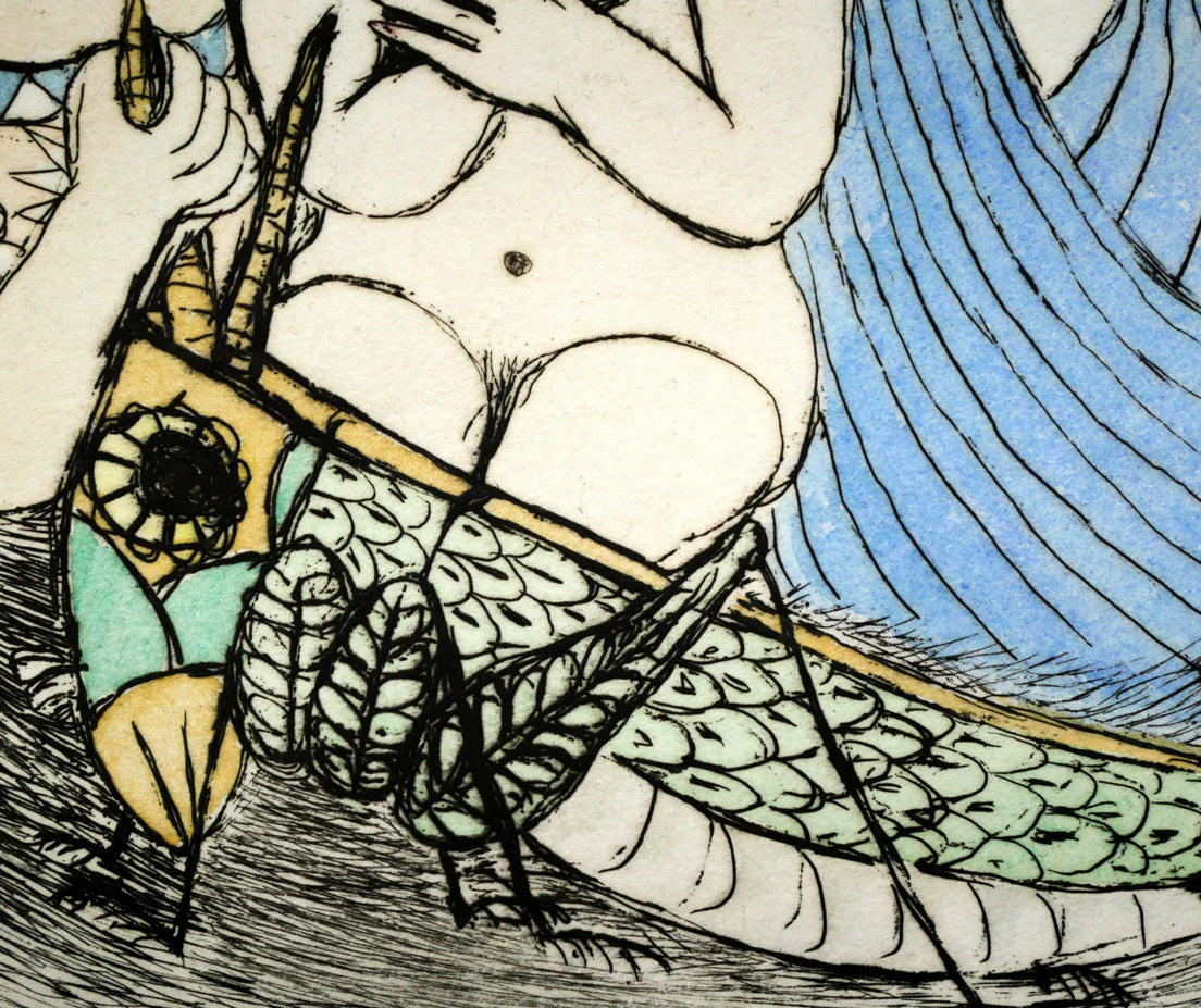 北川民雄「バッタと群像」銅版画に手彩色 拡大画像5