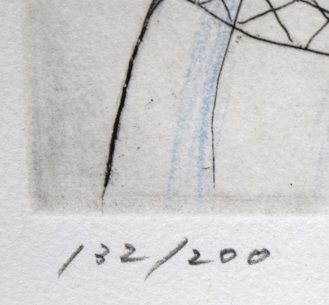 北川民次「母子像」銅版画に手彩色 限定番号(ed,132/200)