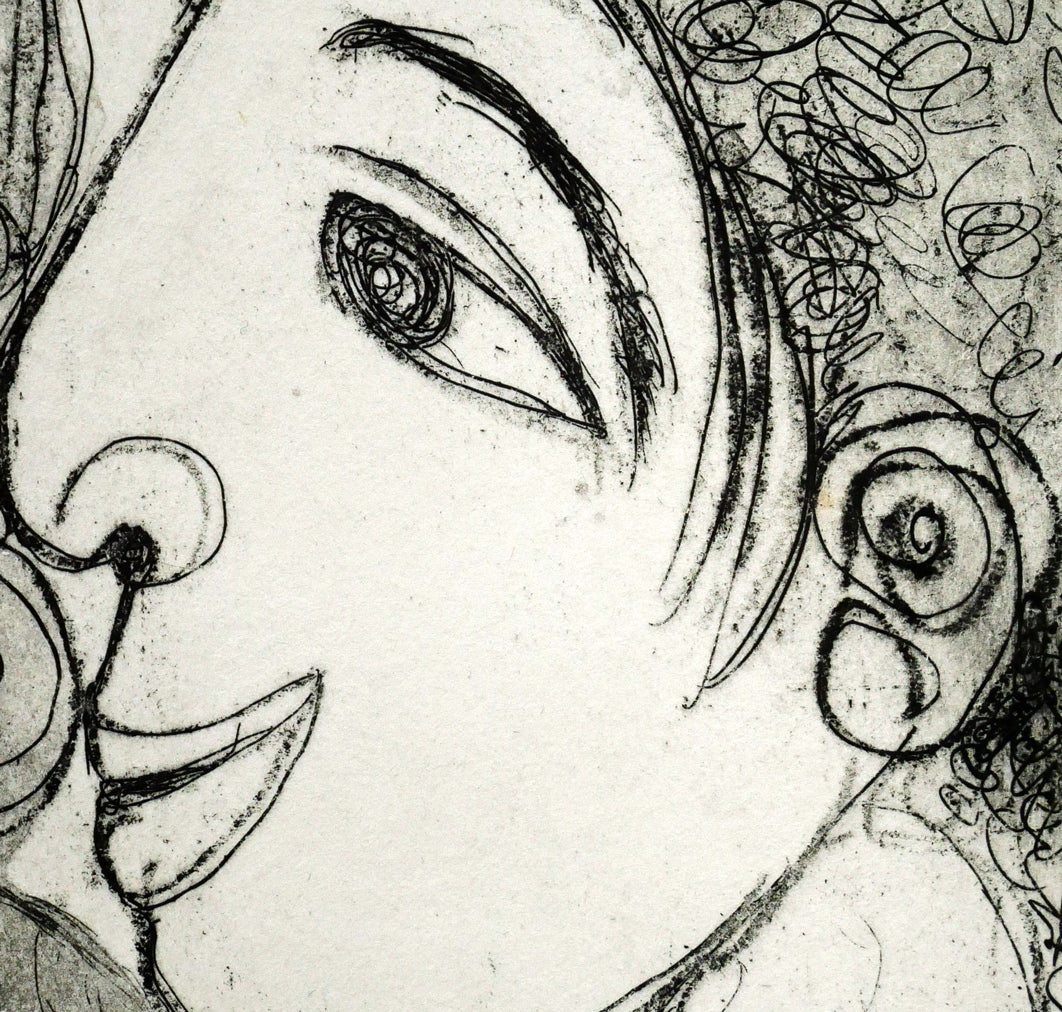 北川民雄「女と鬼」銅版画 拡大画像4