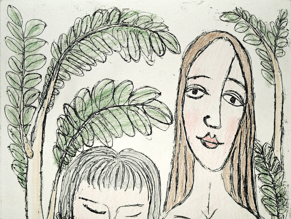 北川民雄「水浴」銅版画に手彩色 拡大画像1