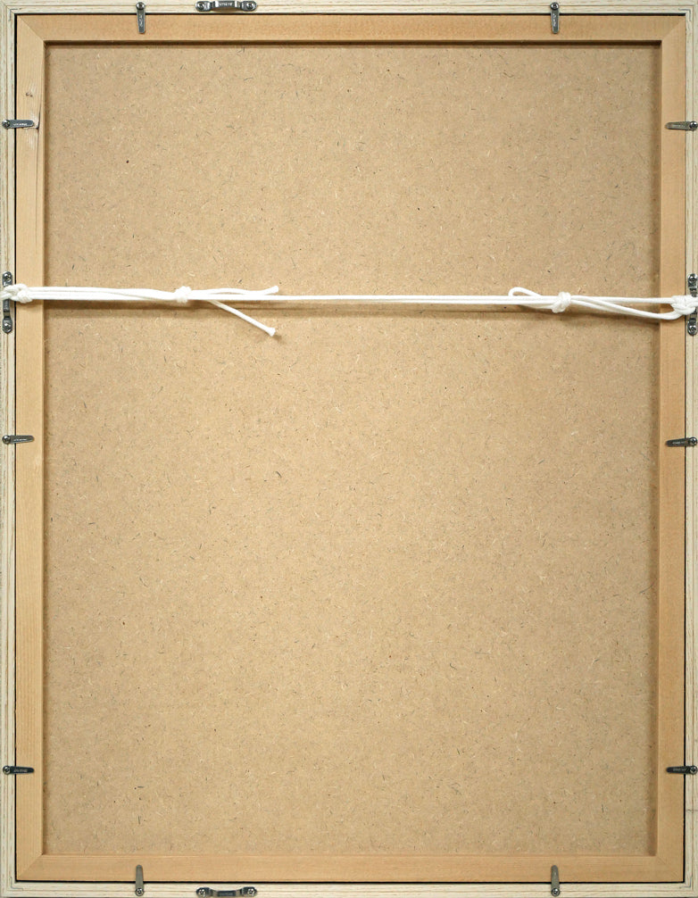 北川民雄「水浴」銅版画に手彩色 額縁裏側画像