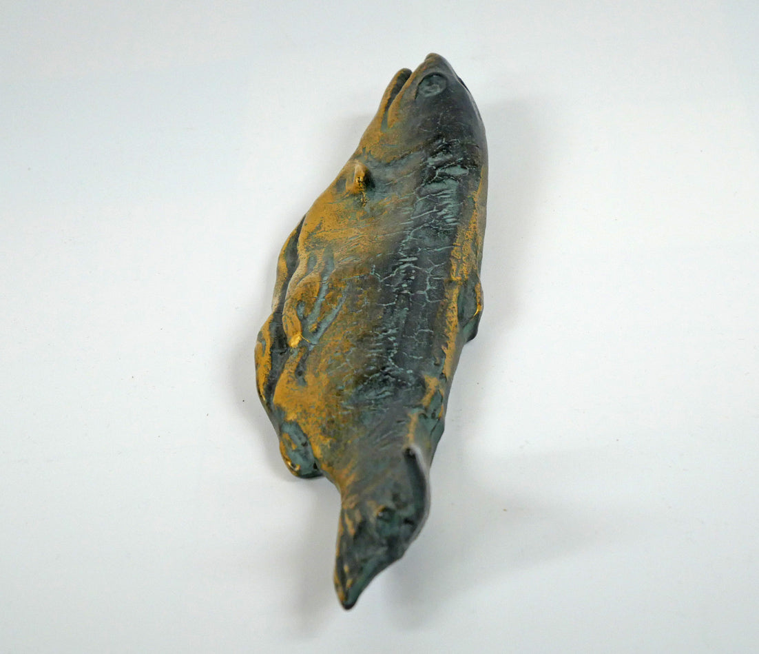 北村西望「鮭寿想帰」ブロンズ作品・共箱 全体画像4