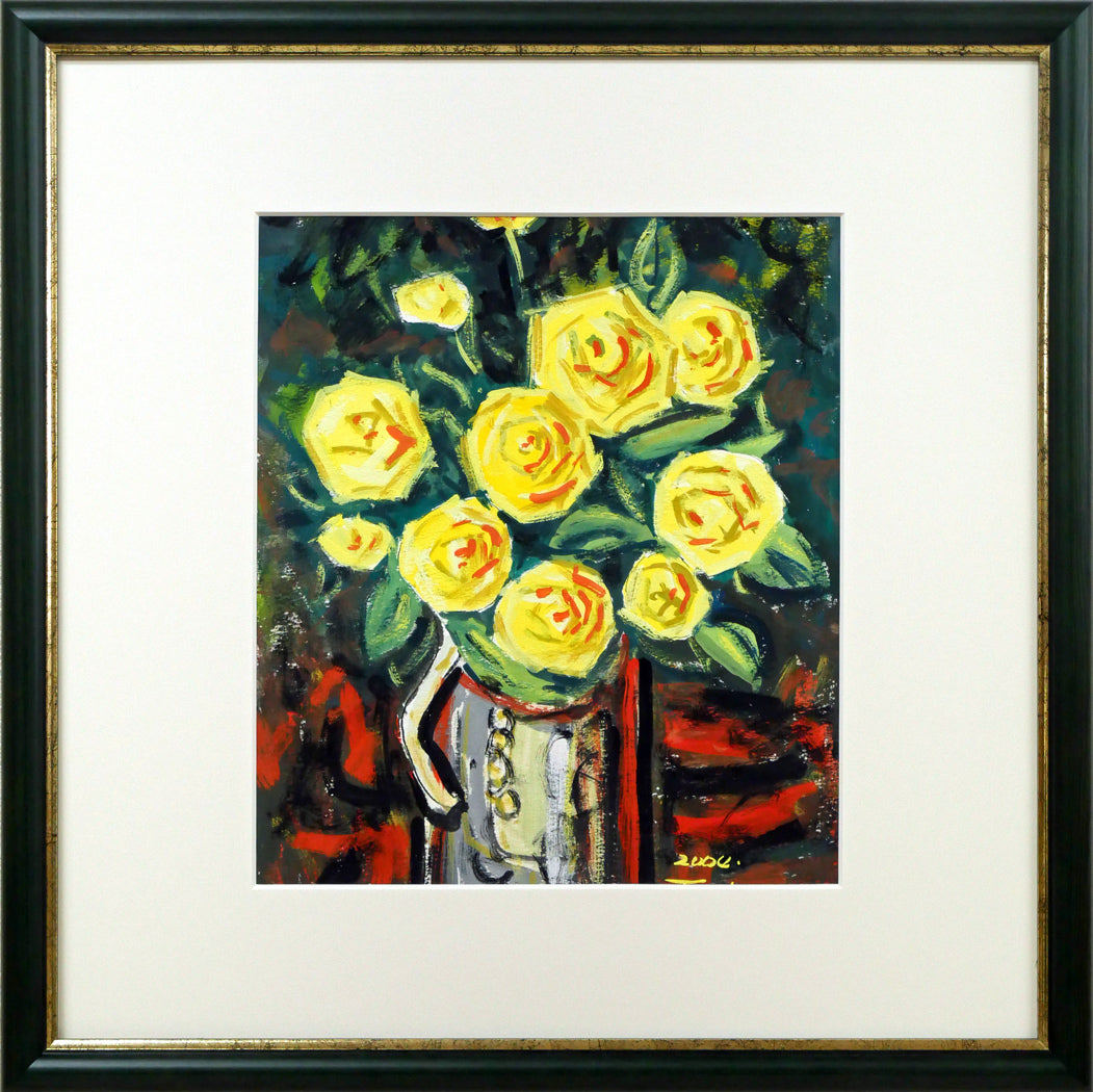 北村トシヒロ「黄色いバラ」水彩画・3号