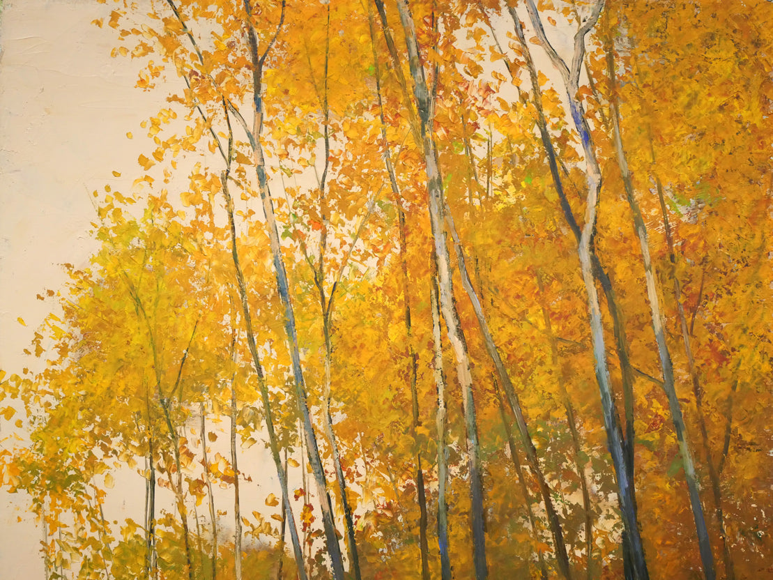 北村巌「武蔵野の秋」油絵・F3号 拡大画像1