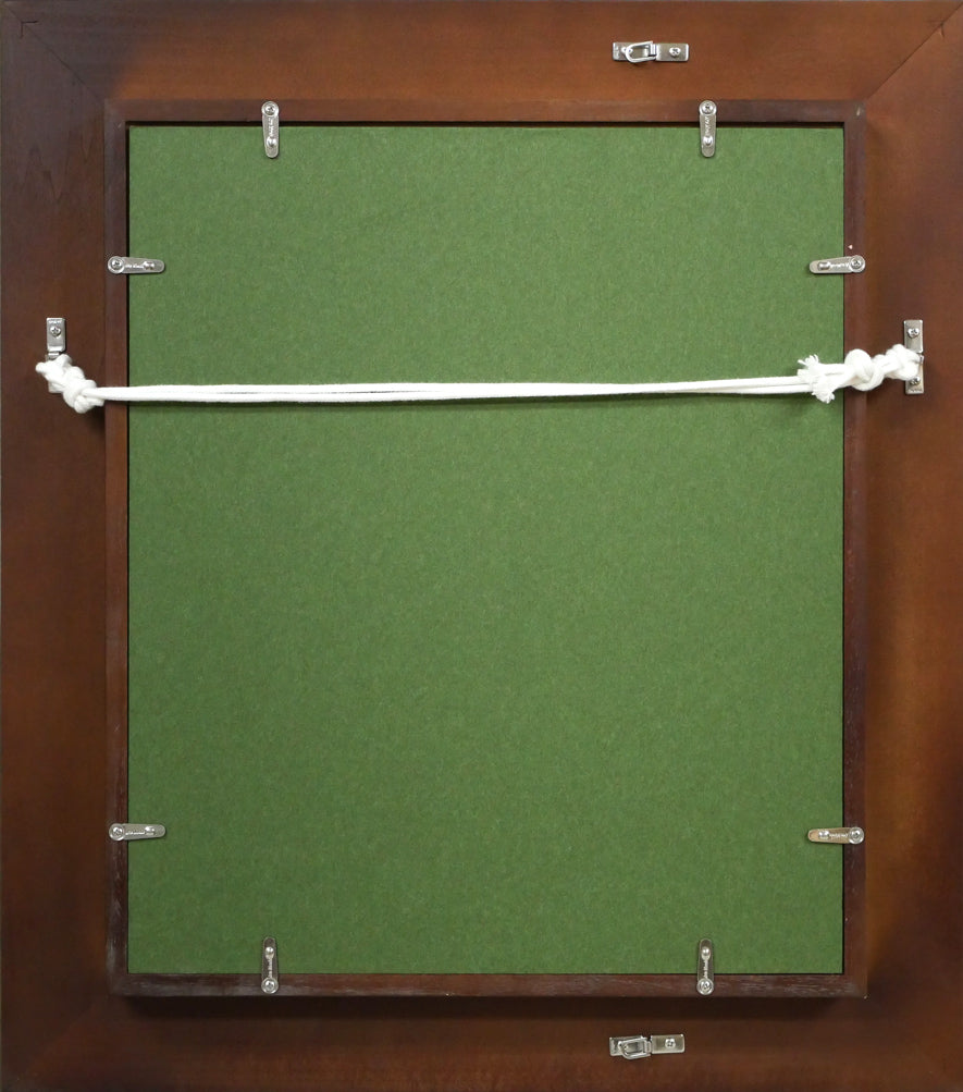 北村巌「武蔵野の秋」油絵・F3号 額縁裏側画像