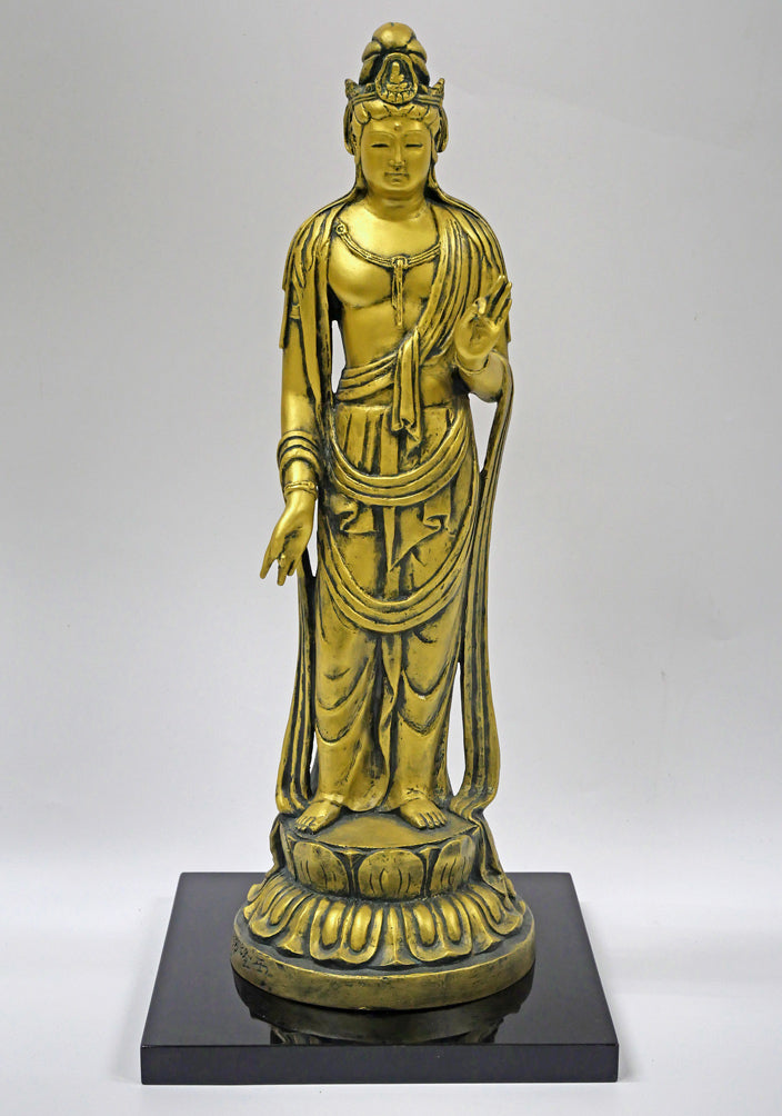 北村西望「聖観世音菩薩」ブロンズ作品・共箱 全体画像1