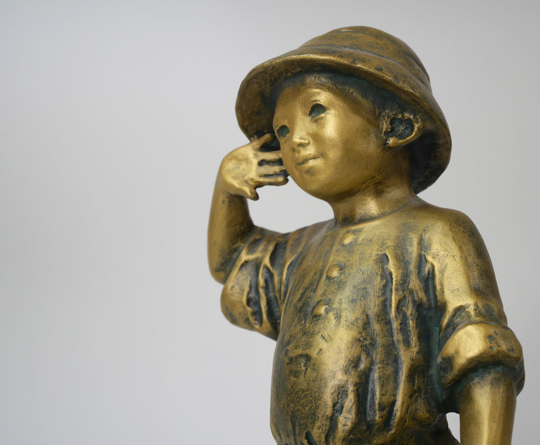 北村西望「天真爛漫『将軍の孫』」ブロンズ作品・北村治禧識箱