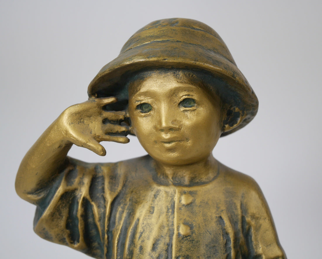 北村西望「天真爛漫『将軍の孫』」ブロンズ作品・北村治禧識箱 作品拡大画像2