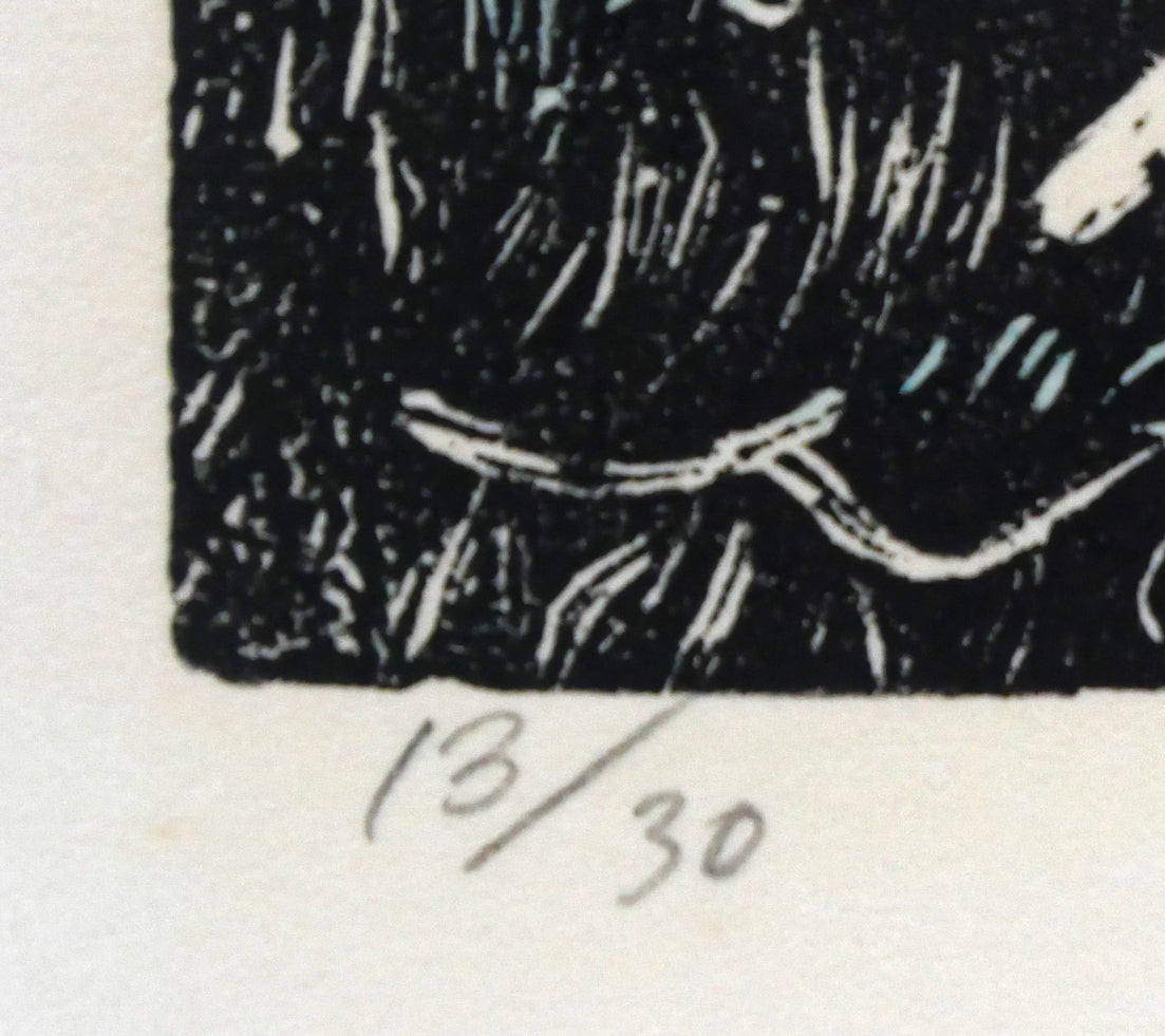 北岡文雄「北辺の風景トドワラ」貴重な木口木版画 限定番号(ed,13/30)