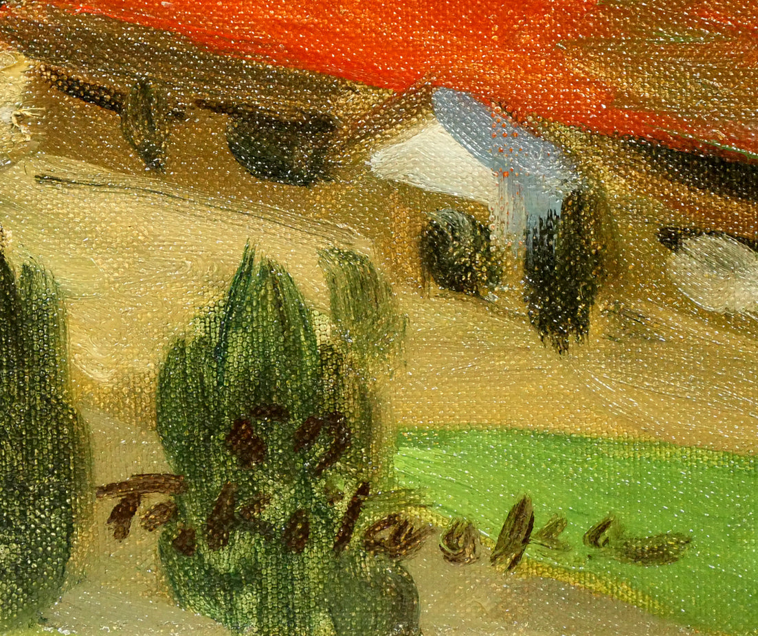 北岡文雄「釧路港」油絵・F10号 年記(1967年作)、サイン拡大画像