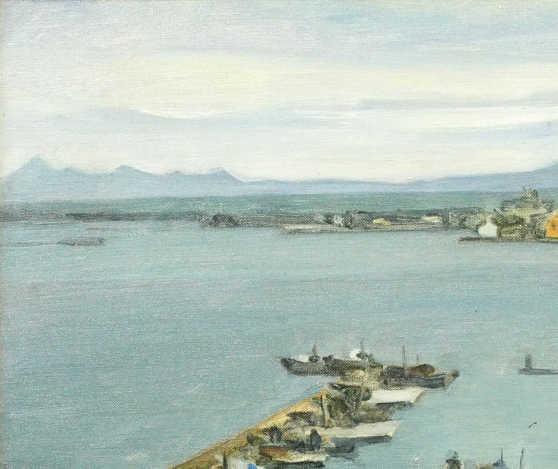 北岡文雄「釧路港」油絵・F10号 拡大画像1