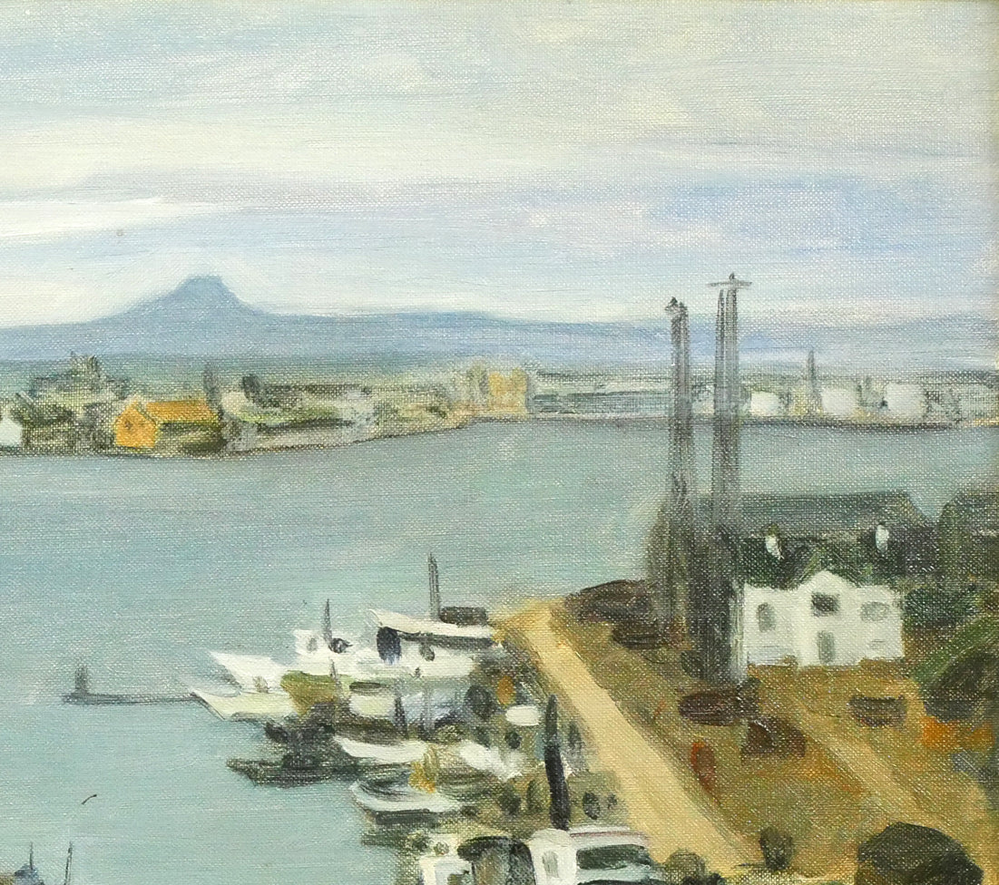 北岡文雄「釧路港」油絵・F10号 拡大画像2