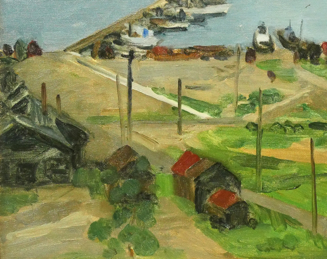 北岡文雄「釧路港」油絵・F10号 拡大画像3