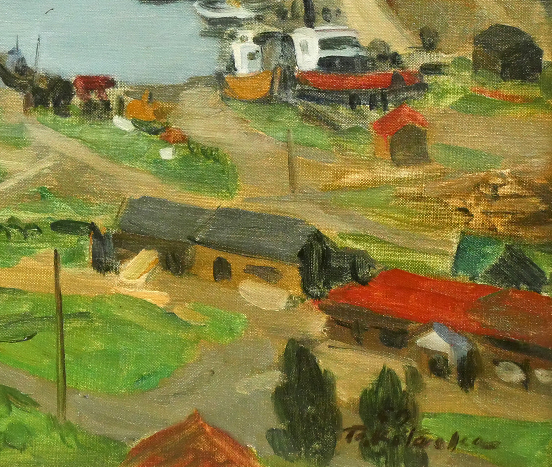 北岡文雄「釧路港」油絵・F10号 拡大画像4