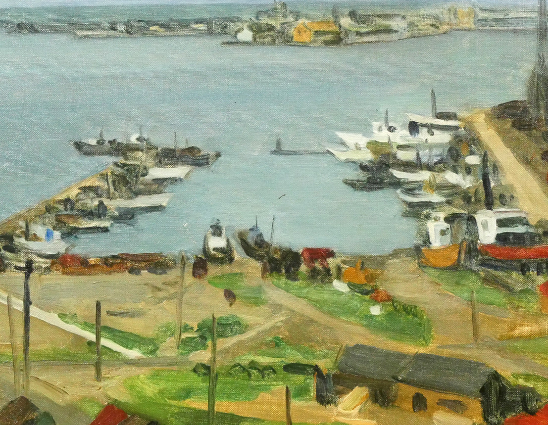 北岡文雄「釧路港」油絵・F10号 拡大画像5