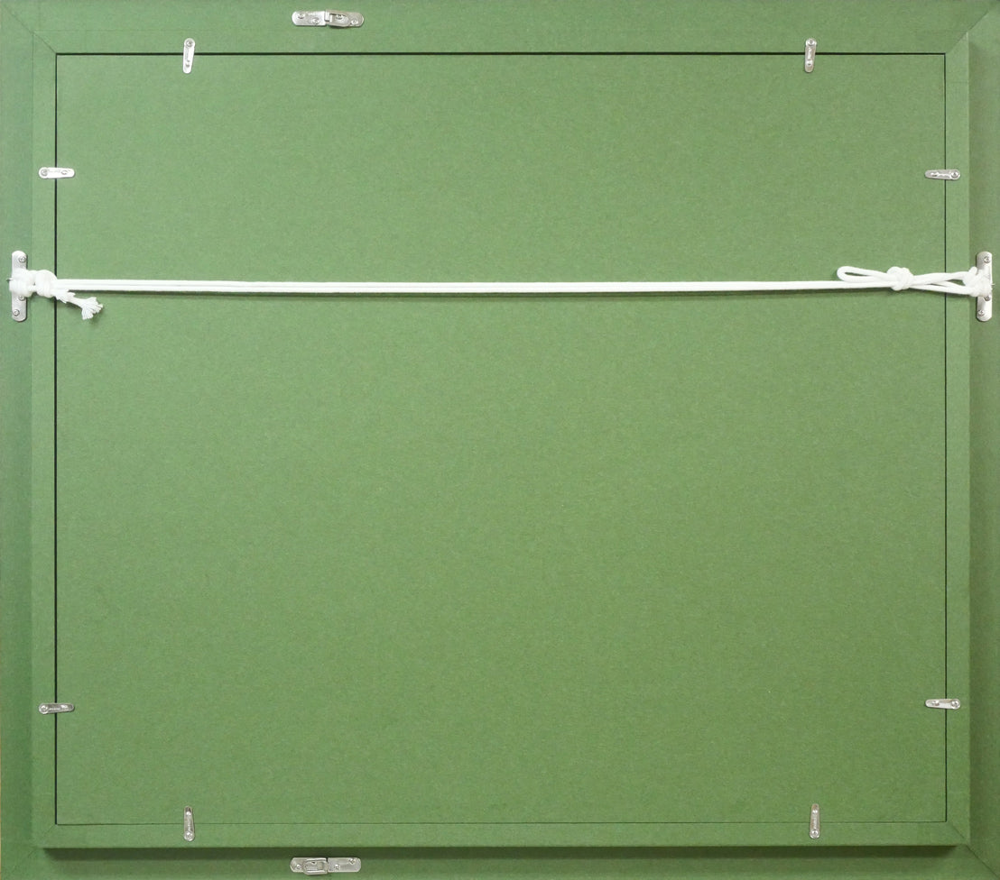 北岡文雄「釧路港」油絵・F10号 額縁裏側画像