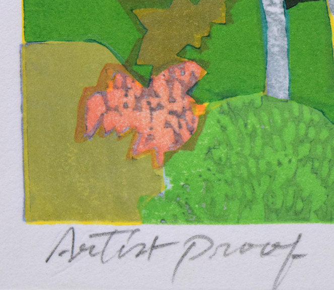 北岡文雄「羅臼岳錦秋」木版画 限定番号(ed,AP=作家保存版)