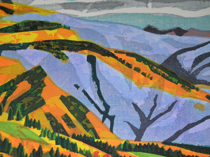 北岡文雄「羅臼岳錦秋」木版画 拡大画像6