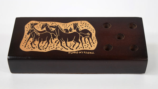 北岡文雄「若駒」肉筆原画作品・ペンスタンドセット 本体画像2