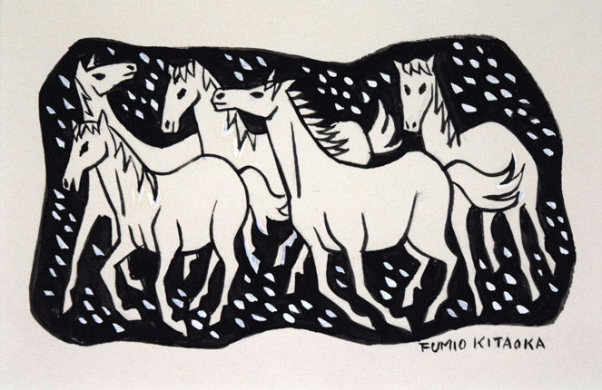 北岡文雄「若駒」肉筆原画作品・ペンスタンドセット 原画拡大画像