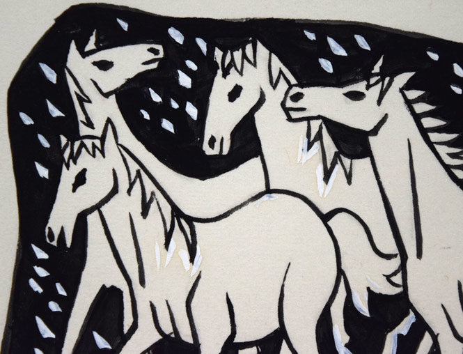 北岡文雄「若駒」肉筆原画作品・ペンスタンドセット 原画拡大画像1