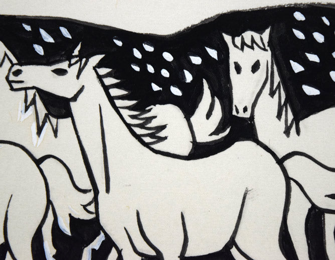 北岡文雄「若駒」肉筆原画作品・ペンスタンドセット 原画拡大画像2