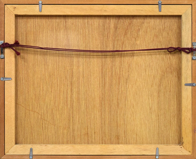 北岡文雄「若駒」肉筆原画作品・ペンスタンドセット 額縁裏側画像