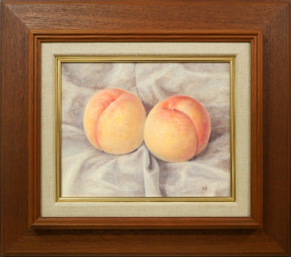 祁答院慶昭「白桃」油絵・F3号