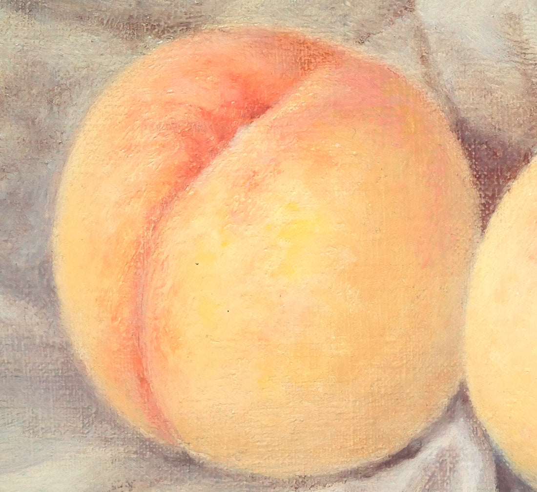 祁答院慶昭「白桃」油絵・F3号 拡大画像1