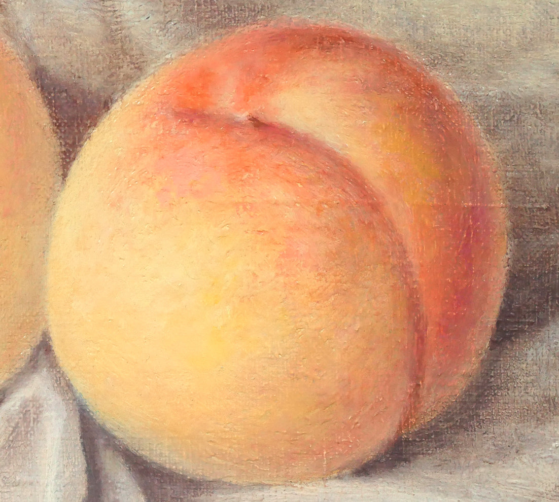 祁答院慶昭「白桃」油絵・F3号 拡大画像2